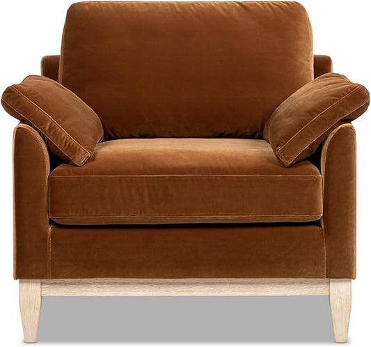 Jennifer Taylor Home Pasadena 36" Wide Modern Farmhouse Accent Arm Chair, Burnt Orange Performance Velvet