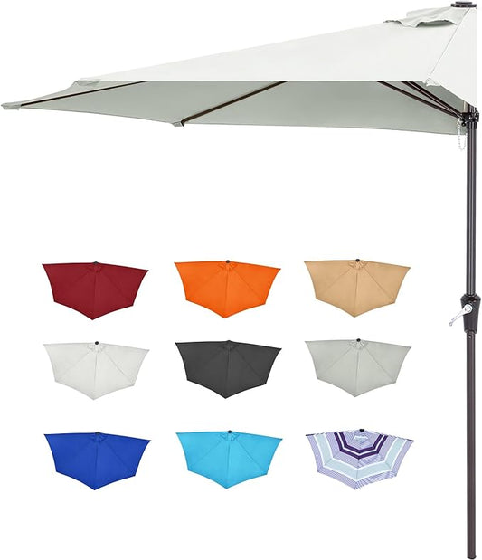 ABCCANOPY Patio Umbrella 9FT - Outdoor Half Umbrellas for Patio, Backyard, Garden, Deck (Light Beige)