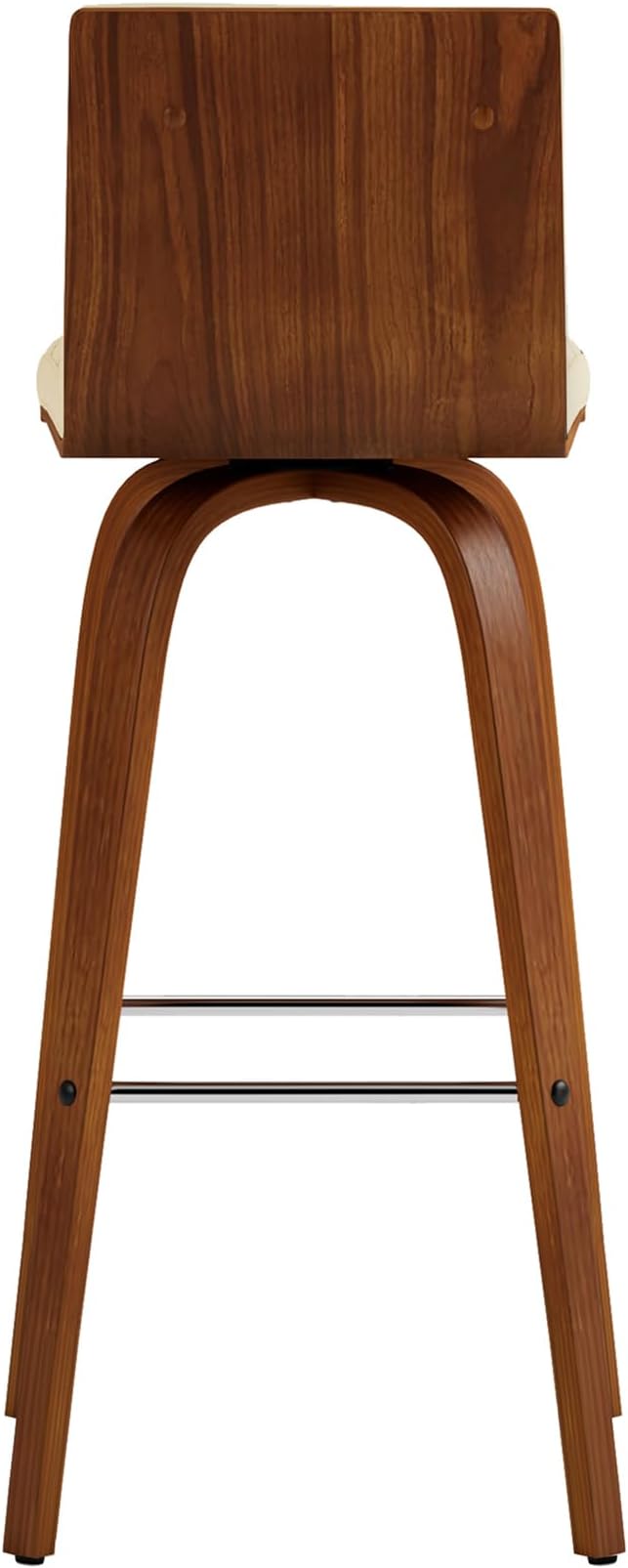 Vienna 30" Swivel Bar Stool in Walnut Wood Finish with Cream Faux Leather - Set of 2