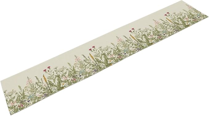 Retro Floral Table Runner Floral Beautiful Flower Rural Theme Dining Table Decor Repeated Symmetric Design for Kitchen Dining Room Holiday Party Family Gatherings Decor 13x120in