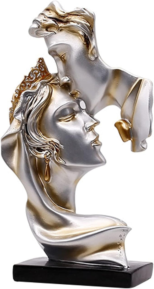 Kiss Statues,Resin Statue Ornaments, Abstract Style Sculptures, Valentine's Day, Living Room Dining Desk Decorations,Bookshelf Decorative Objects,Modern Home Decor(Gold)