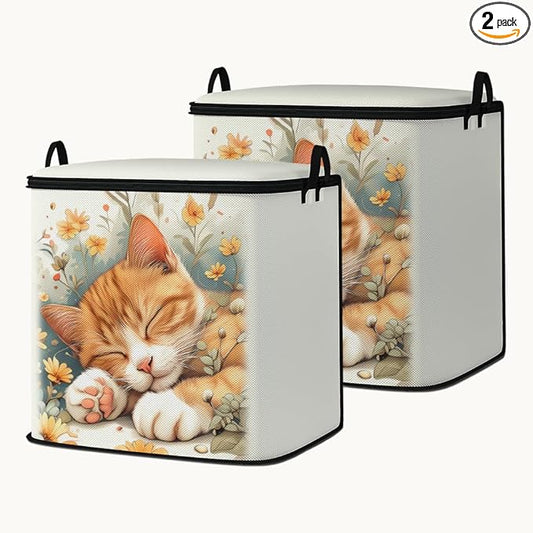 2pcs closet organizers and storage under bed,clothing blanket sweater sheet bedding comforter duvet quilt pillow toy storage bags with lids,dorm room essentials for containers 95L