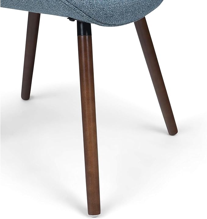 SIMPLIHOME Malden Dining Chairs - Upholstered Bentwood Frame and Woven Fabric Kitchen Chair in Denim Blue, Modern Dining Room Seating with Curved Contoured Back, Walnut Veneer Legs and Padded Seat
