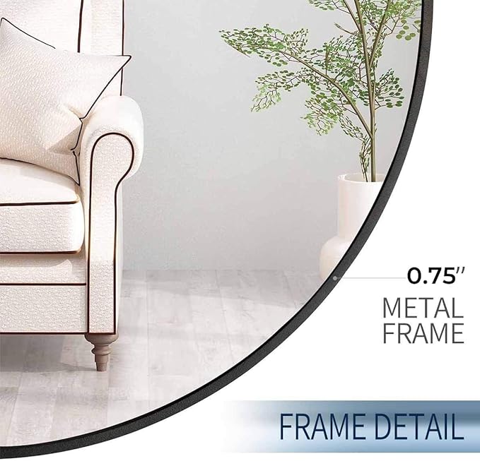 Muzilife Oval Wall Mirror for Bathroom, 20" x40'' Capsule Mirror Vanity Wall Mirror with Metal Frame, Hang Horizontally or Vertically for Entryway, Living Room, Bathroom, Black