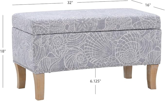 Linon Stone Upholstered Storage Stephanie Ottoman