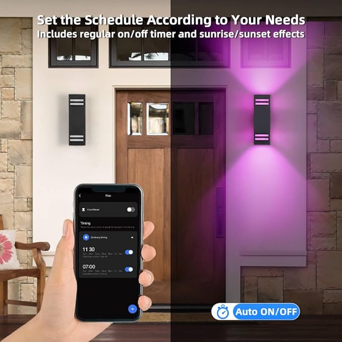 SHIMR Smart Outdoor Lights, RGBCW Color Changing Outdoor Lights, Modern Exterior Lighting Fixture Aluminum with Remote Control, Black Up and Down Lighting for House Compatible with Alexa [ETL Listed]