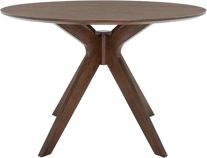 SAFAVIEH Couture Collection – Carolee Walnut Brown 46-Inch Round Dining Table, Farmhouse Dining Table for Kitchen or Dining Room, Seats Up to 4 (SFV2134C)