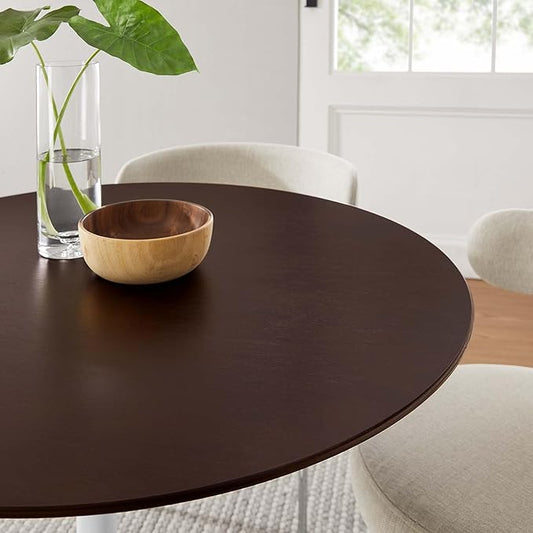 Modway Lippa Dining Table, 40", White Cherry Walnut