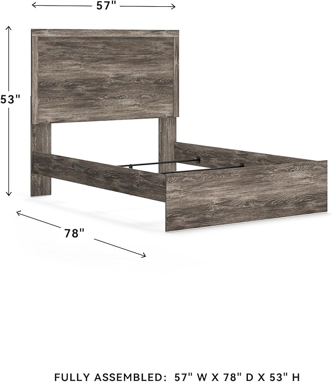 Signature Design by Ashley Ralinksi Vintage Full Panel Bed with Metal Slats, Foundation or Box Spring Needed, Gray
