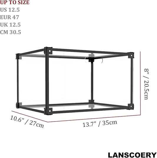 LANSCOERY Shoe Storage Box Stackable Shoe Organizer, Clear Acrylic Foldable Shoe Storage Containers Display Case with Magnetic Side Opening Door for Sneakers, Booties, Pumps, Flats, Heels, Set of 1