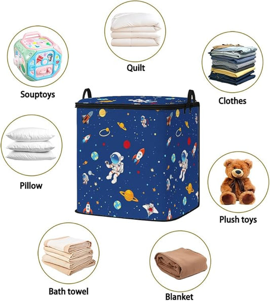 2pcs closet organizers and storage under bed,clothing blanket sweater sheet bedding comforter duvet quilt pillow toy storage bags with lids,dorm room essentials for containers 95L