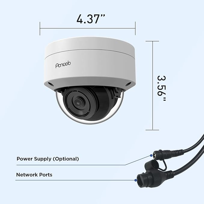 4K PoE Vandal-Proof Dome Camera with Mic, H.265 Outdoor Security IP PoE Camera, Human Vehicle Detection, 100ft IR Night Vision, IK10 IP66 110° Wide Angle 2.8mm Lens, PD54BA1-8M (Not PTZ)
