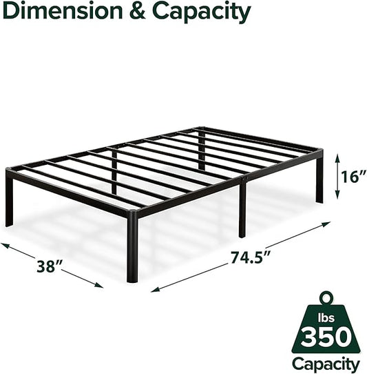 ZINUS Van 16 Inch Metal Platform Bed Frame / Steel Slat Support / No Box Spring Needed / Easy Assembly, Twin