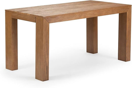 Plank+Beam 60 Inch Dining Table, Solid Wood Kitchen Table, Large Wooden Rectangular Dinner Table for Dining Room, Home Office, Living Room Furniture, Easy Assembly, Pecan Wirebrush