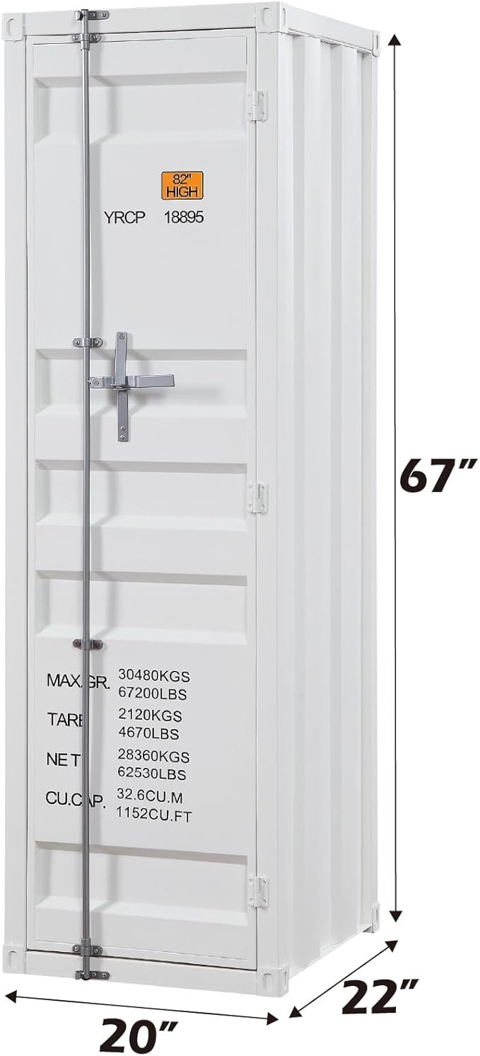 Acme Cargo Wardrobe Metal Armoire with 1 Door in White