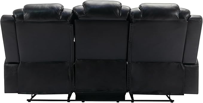 ERYE 83-Inch Oversized Manual Reclining Sofa with LED Strip and Cupholders for Living Room Home Theater, Multifunctional Faux Leather 3 Seaters Manual Recliner Couches | Charging Station, Cup Holder, LED Light Strips