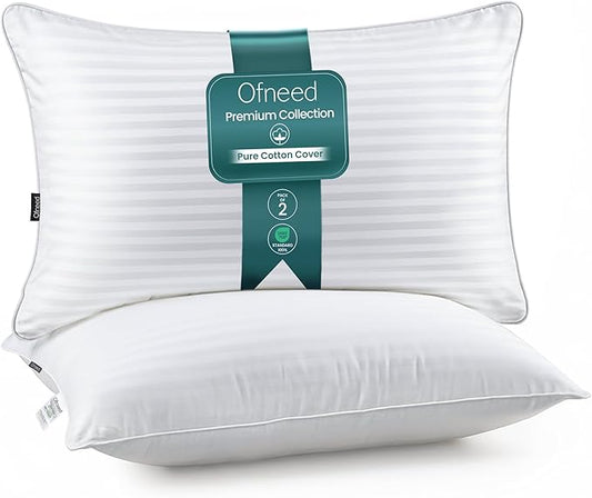 Queen Size Pillows Set of 2 Down Alternative – Soft & Fluffy Queen Pillows with Cotton Cover, Hotel Quality Pillow for Bed, Perfect Bed Pillows for Side and Back Sleepers, Size 20"x28"