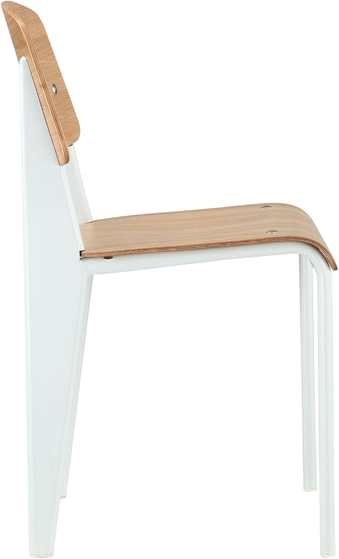Modway Cabin Modern Wood and Metal Kitchen and Dining Room Chair in Natural White