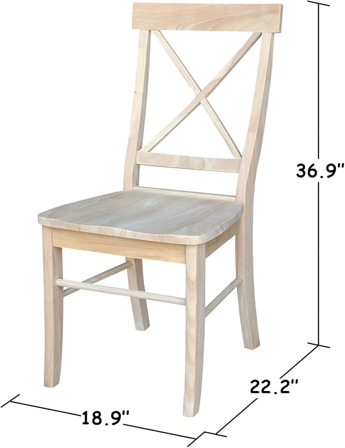 International Concepts X-Back Dining Chairs, Solid Parawood, Unfinished (Set of 2)