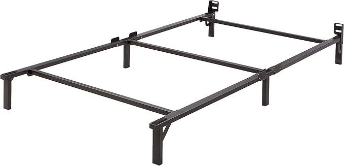 Amazon Basics Metal Twin Size Bed Frame, 6-Leg Base for Box Spring and Mattress Support, Tool-Free Easy Assembly, Black