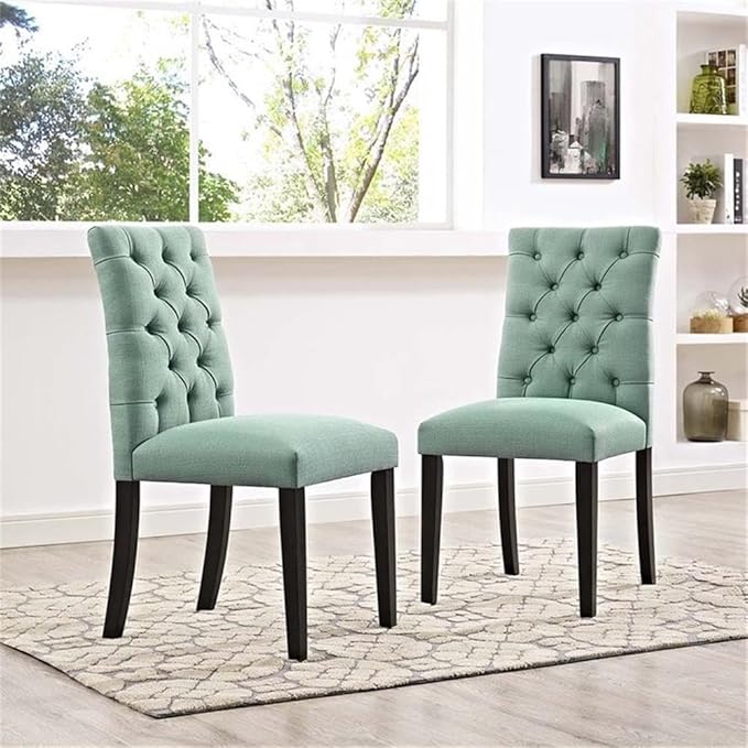 Modway Duchess Fabric Set of 2, Two Dining Chairs, Laguna