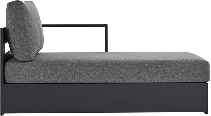 Modway Tahoe Powder-Coated Aluminum Outdoor Chaise Lounge in Gray Charcoal with Weather-Resistant Cushions, Modular Right-Facing Patio Lounger for Pool Furniture or Sectional Sofa Set