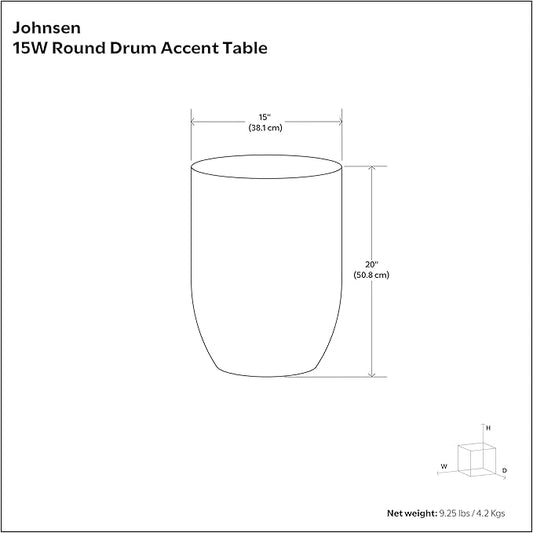 SIMPLIHOME Johnsen Metal Table - 15 inch Wide Solid Iron Drum Accent Table in Antique Silver with Tribal Pattern, Round Boho End Table for Living Room, Bedroom, or Home Office, Fully Assembled