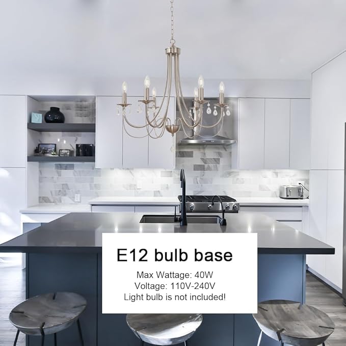 Farmhouse Chandeliers 6 Lights Brushed Nickel Modern Farmhouse Pendant Lighting Crystal Kitchen Ceiling Light Fixtures for Dining Room Living Room