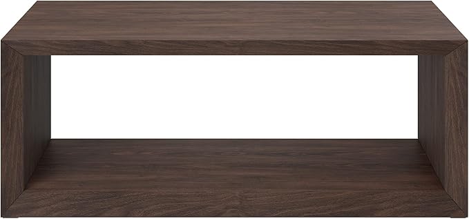 Henn&Hart 48" Rectangular Wood Coffee Table with Open Storage Shelf for Living Room, Family Room, or Office, Warm Brown