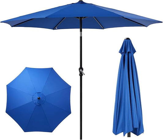 OLIXIS 9FT Patio Table Umbrella with Tilt and Crank Button & 8 Sturdy Ribs Waterproof, 9 Feet Outdoor Patio Umbrella Sun Shade for Pool, Terrace, Beach and Restaurant