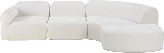 Merax Modern Curved Sectional Sofa with Ottoman, Couch 4-Piece Set High-Density Compressed Sponge, Fully Assembled, Right Hand Facing, Plush Deep Seat for Living Room, Lounge, Apartment, Beige