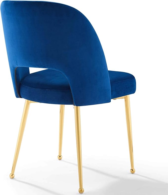 Modway Rouse Performance Velvet Dining Side Chair in Navy