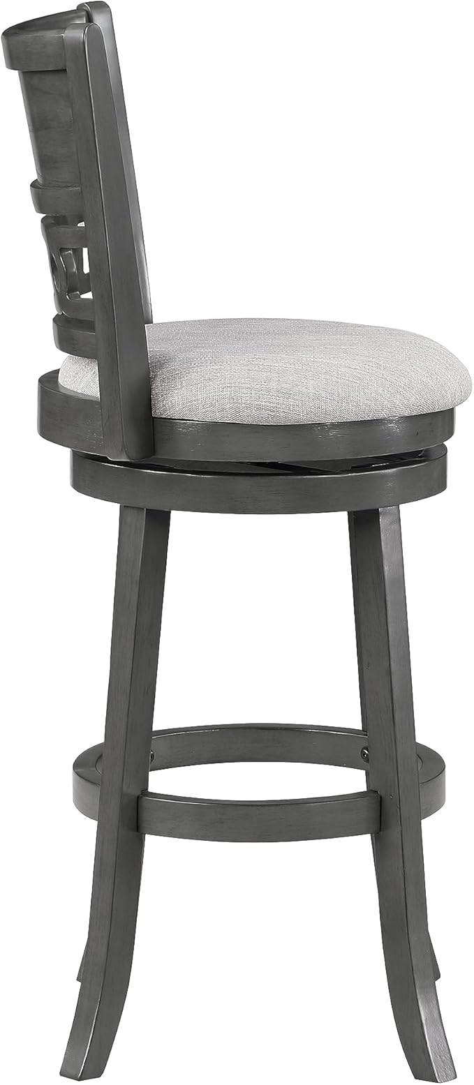 New Classic Home Furnishings Gia 29" Swivel Barstool-Gray W/Gray Fabric Seat