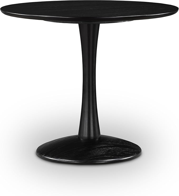 Meridian Furniture 914Black-T Holly Collection Mid-Century Modern Dining Table with Rich Black Finish, Solid Wood, Oak Veneer, 36" W x 36" D x 30" H, Black