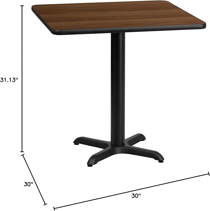 Flash Furniture 30'' Square Walnut Laminate Table Top with 22'' x 22'' Table Height Base