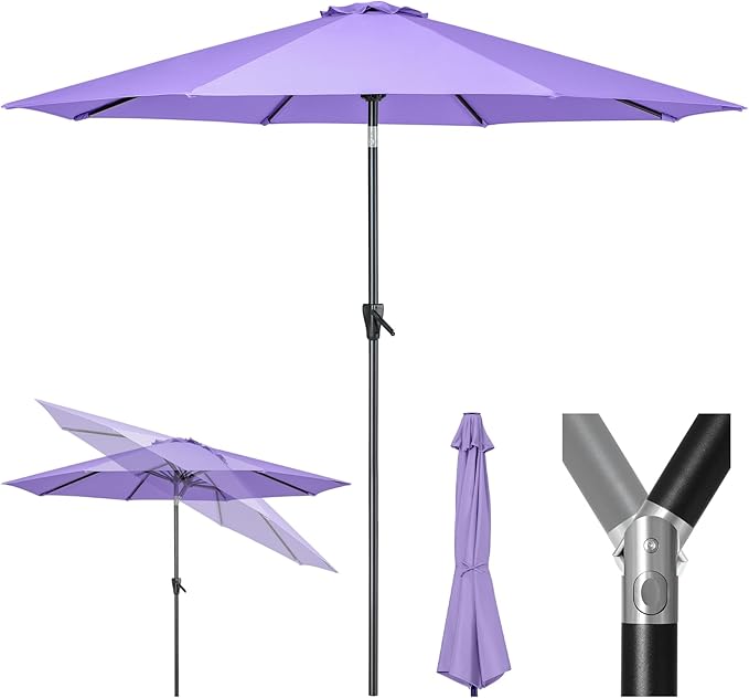Tempera Patio Market Outdoor Table Umbrella with Push Button Tilt and Crank, Large Sun Umbrella with Sturdy Pole & Fade Resistant Canopy, Easy to Set
