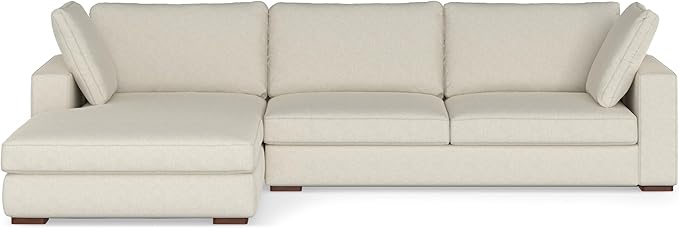 SIMPLIHOME Charlie Left-Facing Sectional Sofa in 100% Recycled Polyester Tightly Woven Performance Fabric, Cream, 122-inches Wide, Handcrafted Contemporary Style L-Shaped Couch with Chaise