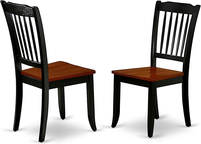 East West Furniture DAC-BCH-W Danbury Dining Room Chairs - Slat Back Solid Wood Seat Chairs, Set of 2, Black & Cherry