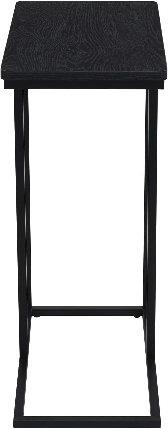 Household Essentials Jamestown C-Shaped for Accessibility Side End Table Black Oak Wood Grain and Black Metal