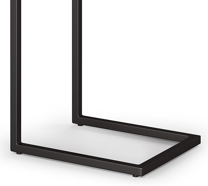 SIMPLIHOME Skyler C-Side Table - 16 inch Wide Solid Mango Wood and Metal Slide-Under Table in Dark Cognac Brown, Industrial Accent Table or End Table for Living Room with Open Frame Design, Assembled