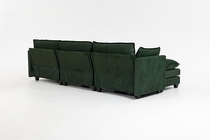 Eafurn Oversized Reversible Modular Sectional Sofa with Movable Ottoman, Convertible L Shaped Corner Couch Modern Chenille Sofa Set w/Double Layers Seat Cushions for Living Room Apartment