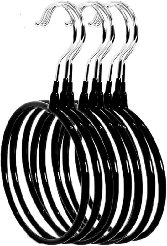 Belt/Scarf Hangers for Closet - 8 PCS Nonslip Space Saving Steel Tie Rings Holder Organizer for Neckties, Shawls Scarves, Veils, Pashminas Display(8 Pack, Black)