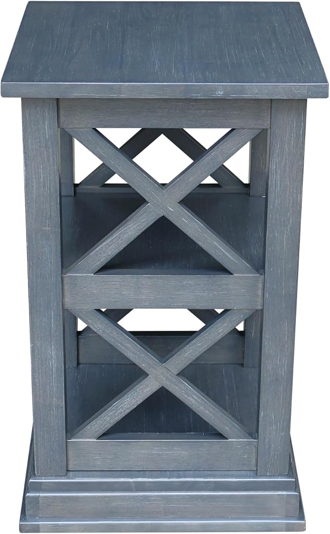 International Concepts Hampton Wood Accent Table with Shelves in Heather Gray