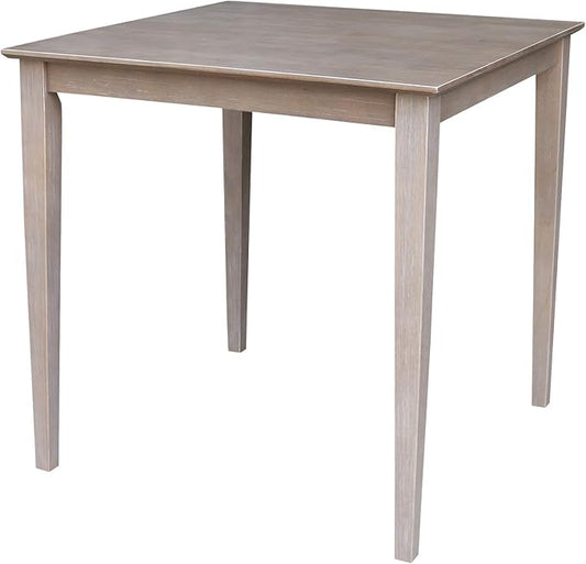 International Concepts Solid Wood Top Table - Counter Height, Washed Gray Taupe