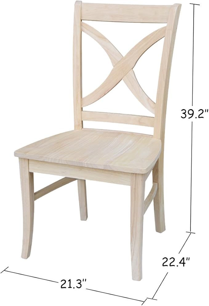 Set of Two Vineyard Curved X Back Dining Chairs, Unfinished