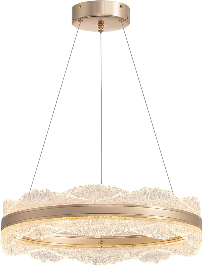 Modern LED Chandelier 19.7" Dining Room Light Fixture Gold Chandeliers for Bedroom Living Room Kitchen Island Entryway Foyer Contemporary Chandelier Modern Light Fixtures