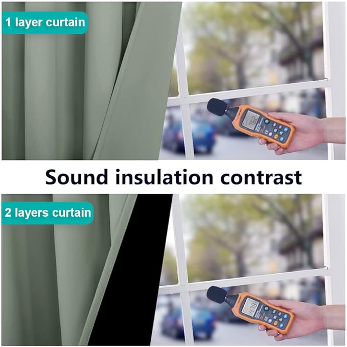 NICETOWN 100% Blackout Curtains 84 inches Long, Thermal Insulated & Noise Blocking Out Drapes for Baby Room Window, Guest Room Lined Window Dressing(Greyish Green, 52 inches Wide, 2 Panels)