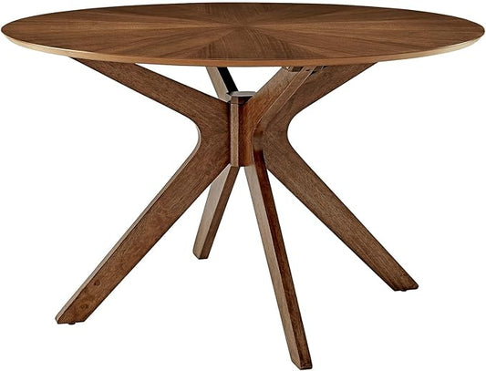 Modway Crossroads 47" Round Wood Dining Table, Walnut