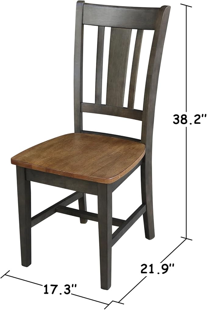 IC INTERNATIONAL CONCEPTS 36" Round Wood Extension Dining Table with 2 Chairs in Hickory/Washed Coal