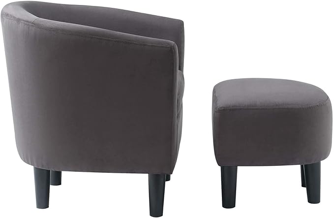 Convenience Concepts Take a Seat Churchill Accent Chair with Ottoman, Dark Gray Microfiber